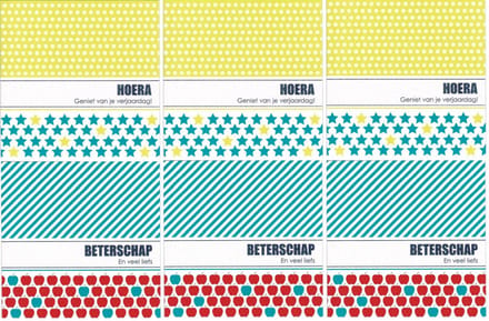 6 Luxe wenskaarten - Beterschap - Hoera - 10,8 x 10,8 cm - inclusief envelop -