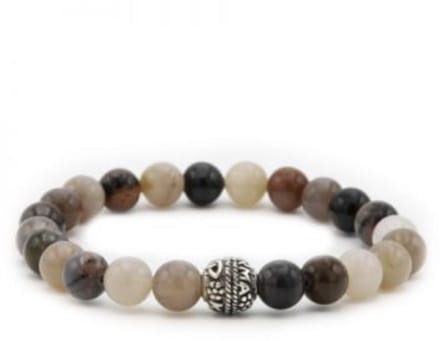 Karma armband heren 86963 Copper Silver Round Logo Bead (LENGTE 18-20cm)