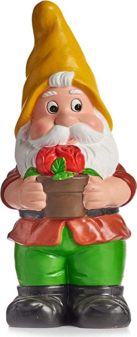 Ibergarden Tuinkabouter beeldje Dwerg met gele muts - Keramiek - 24.5 cm