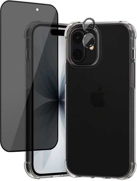 Hoesje geschikt voor iPhone 17 - Privacy Screenprotector Volledig Dekkend Glas & Camera Protector - Shockproof Transparant