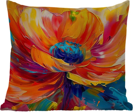 Tuinkussen - Bloem - Verflook - Modern - Abstract - Kleuren - 40x40 cm - Weerbestendig