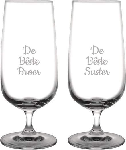 Gegraveerde bierglas op voet 41cl De Bêste Broer- De Bêste Suster