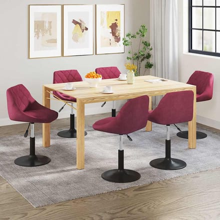 vidaXL Eetkamerstoelen draaibaar 6 st fluweel wijnrood