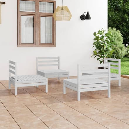 vidaXL - 4-delige - Loungeset - massief - grenenhout - wit
