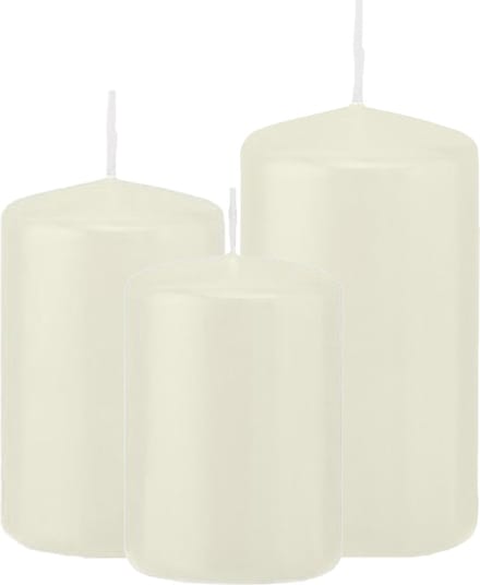 Trend Candles - Stompkaarsen set 6x stuks ivoor wit 8-10-12 cm