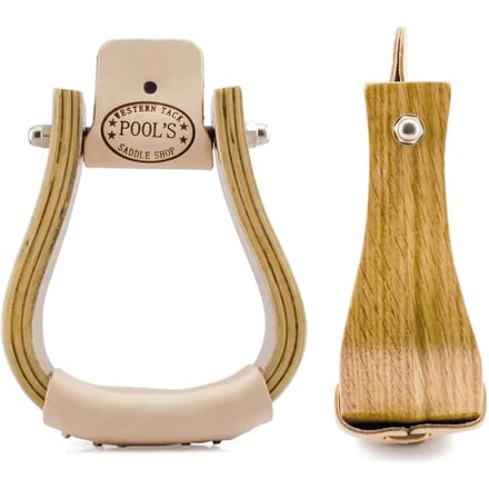 Houten western stijgbeugels met grote trede Pool's