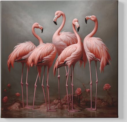 Vierkant Canvas Schilderij - Flamingo's - 60x60x2 cm