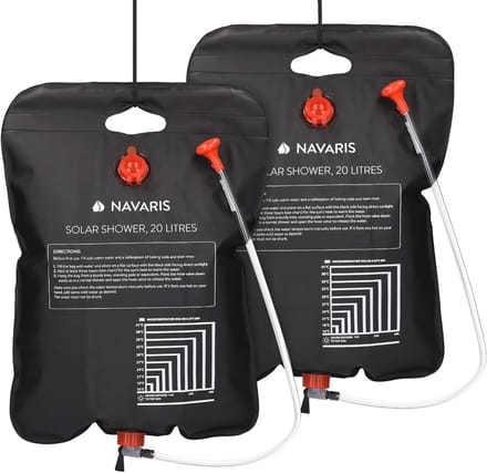 Draagbare Zonne-energie Campingdouche - 20 Liter Set van 2 - Met Doucheslang en Kraan