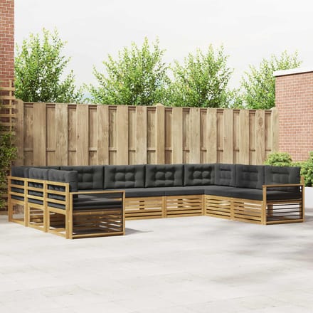 vidaXL - Buiten - bank - set - 9 - st - Wit - en - antracietkleurig