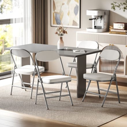 MODFU - Klapstoelen Set Van 4 - Gevoerd - Inklapbaar - Modern - Voor Keuken En Gasten - Polyester - Crèmewit