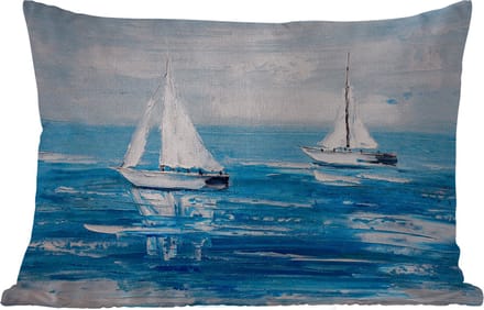 Buitenkussens - Schilderij - Olieverf - Boot - Water - 60x40 cm - Weerbestendig