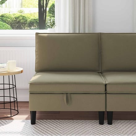 vidaXL - Midden - Sofa - met - Opbergruimte - Kaki - Fluweel