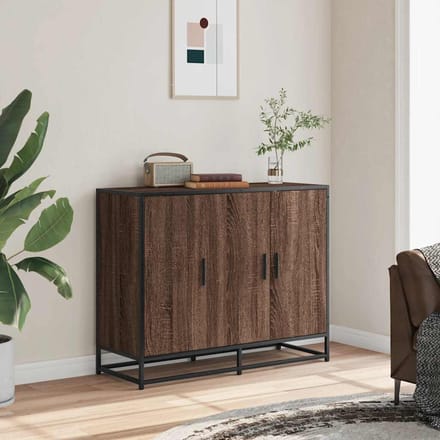 vidaXL - Dressoir - 94x35x76 - cm - bewerkt - hout - bruin - eikenkleur
