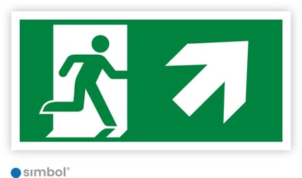 Simbol® - Sticker Nooduitgang Rechts Boven - Formaat 15 x 30 cm.