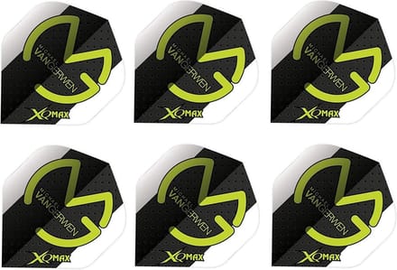 XQ Max Michael van Gerwen Flights polymeer Standaard A - 100 micron - Groen / Wit / Zwart 6 stuks