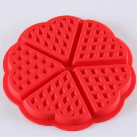 Siliconen wafel vorm | 5 wafels in de vorm van een hart | rood