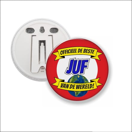 Button Met Clip 58 MM - Officieel De Beste Juf Van De Wereld