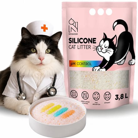 NovaZoo Premium Silica Kattenbakvulling - pH Control Diagnostisch - Urinecontrole - Ultralicht