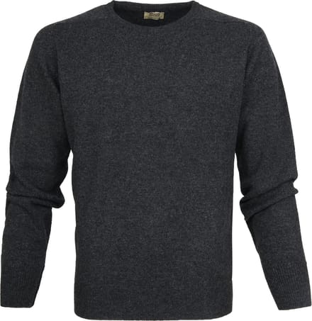 William Lockie Trui Lamswol Charcoal Antraciet - Maat M - Heren - Pullovers