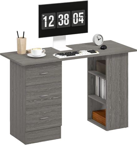HOMCOM-Bureau met planken-MDF-120x49x72cm-Grijs