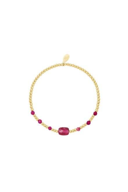 Bijoutheek Armband (Sieraad) elastic staal vierkanten balls kralen Rood