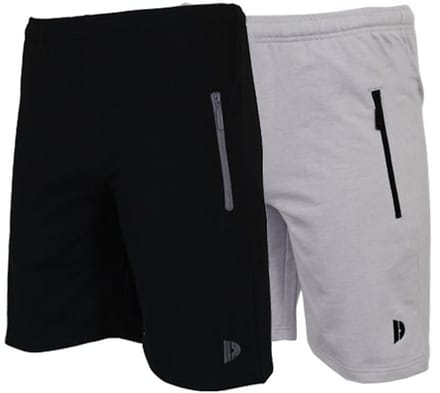 2-Pack Donnay - Joggingshort (Nick) - Sportshort - Heren - Black/Light Grey (635) - maat 3XL