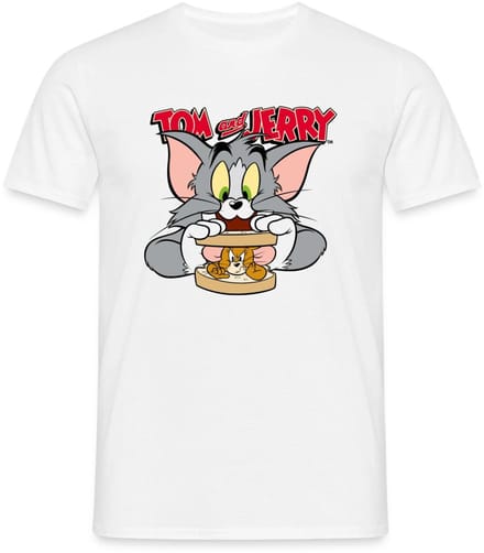 Tom En Jerry Sandwich Muis Broodje T-Shirt Heren