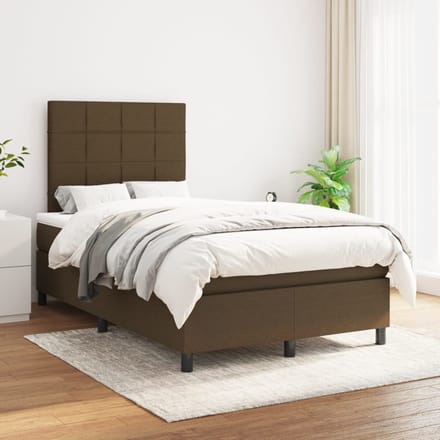 vidaXL - Boxspring - met - matras - stof - donkerbruin - 120x200 - cm