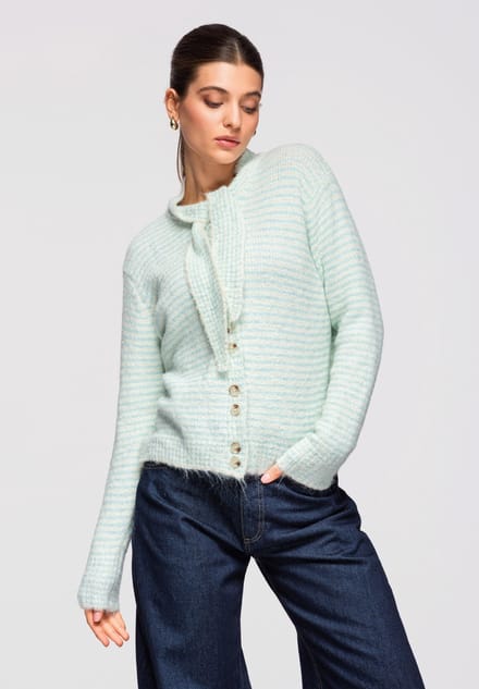 OMBRE Trui - Loose Fit - Lange Mouw - Knopen Blauw ONESIZE