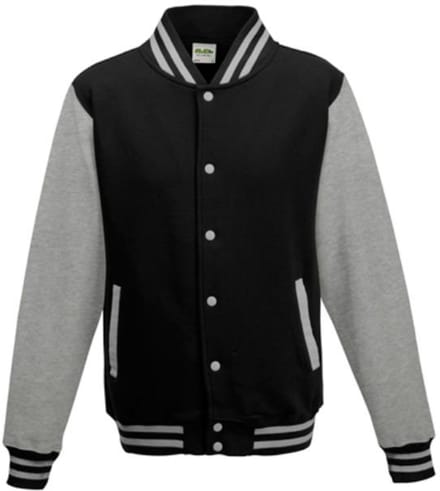 Just Hoods - Varsity Jacket - Jet Black/Heather Grey maat M