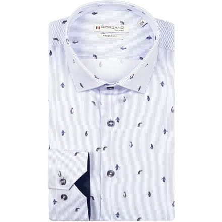 Giordano Overhemd Maggiore Semi Cutaway Satin Penguin Stripe Fantasy Soft Blue / male