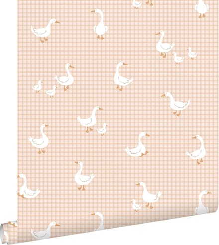 ESTAhome behang schattige ganzen beige - 50 x 900 cm - 132184