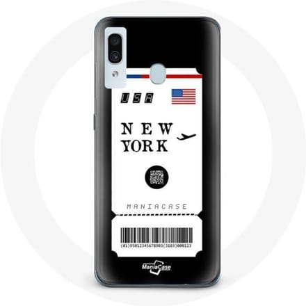 Coque - Samsung - Galaxy A30 - Souple - Noir - Billet d'avion New York