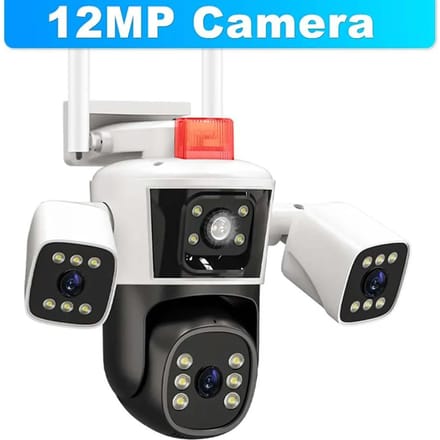 EU 12MP WiFi IP 3-camera Buiten Drie lenzen Panoramisch zicht PTZ IP-camera AI-tracking Beveiliging CCTV Videobewaking Wifi camera