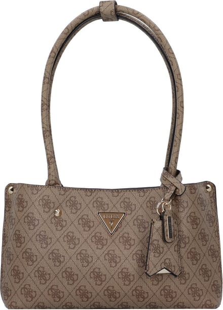 GUESS Schoudertas Meridian Shoulder Satchel Bag Latte Logo Beige