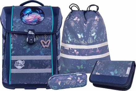 McNeill Schooltas Ergo Perfecto Schoolbag Set 5-delig Roses Blauw