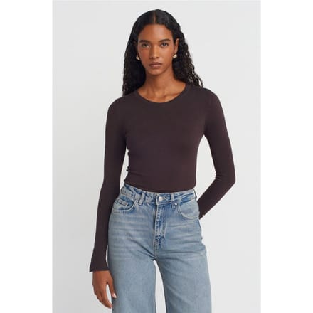 Geribbelde Crewneck Slim Fit Trui