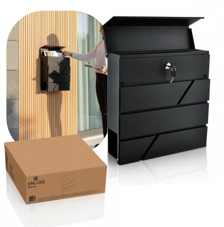 Enluxe Brievenbus Antraciet A4 – RVS Gegalvaniseerd met Slot & Krantenrol
