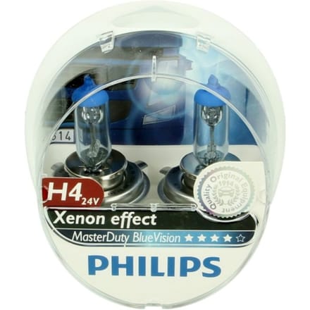 Lamp Halogeen PHILIPS H4 Master Duty Blue Vision 24V/75/70W, 2 Stuk