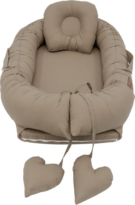 Mordesign - Babynestje - Cappuccino - Inclusief Steunkussen - 100% Katoen Babynest - Wasbaar op 30°C
