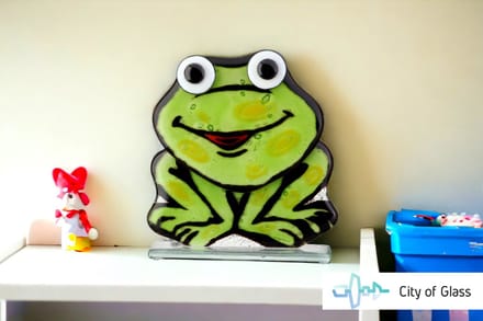 Glassculptuur - Glazen Kikker - Glasobject - Sculptuur - Fusing glas Frog - 18cm