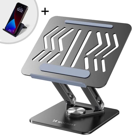 Laptopstandaard - Ergonomische Laptopstandaard - Verstelbaar en Opvouwbaar - 360° draaibaar - Aluminium - Zwart
