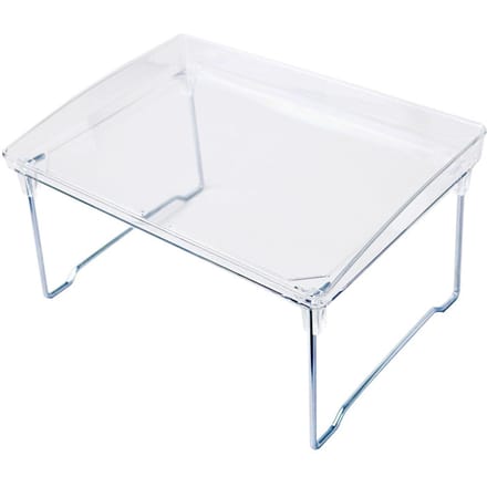 Étagère de rangement de bureau empilable, pliable, transparente, pour comptoir de cuisine et salle de bain white