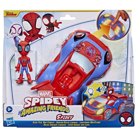 Hasbro Spidey Miles Morales Glow Tech Techno Racer + Licht En Geluid