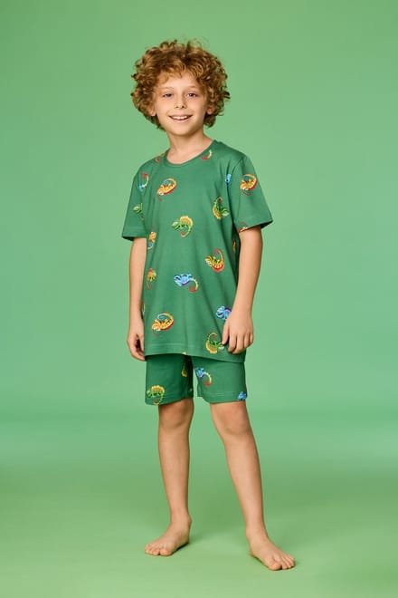 Woody pyjamaset kameleon groen - 261-10-PZA-Z/910 - maat 152