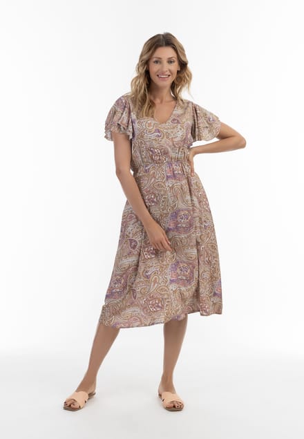 usha Jurk met paisleyprint Dames lila veelkleurig