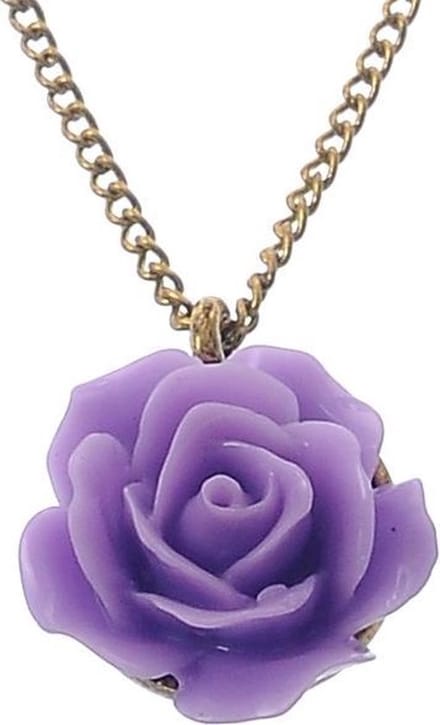 Behave - Ketting met rozenhanger - Paars - 44 cm + verlengketting