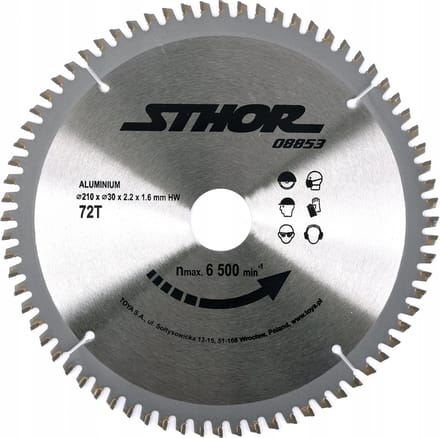 STHOR Cirkelzaagblad Ø210 mm - 72 T - binnendiameter 30 mm - Voor Aluminium