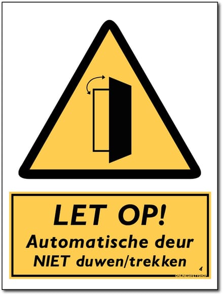 Let Op Automatische deur Bord - Bord 300 x 400 mm - (Aluminium)