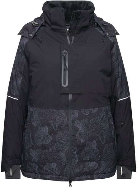 Ulla Popken - Dames - HYPRAR performance-jas waterdicht sneeuwvanger capuchon - Zwart - Maat 42+